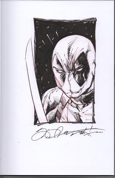 Image of DEADPOOL FRENCH EDITION HARDCOVER FEATURING (BUST) DEADPOOL REMARQUE SKETCH