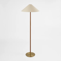 Image 1 of Leather & Brass Floor Lamp