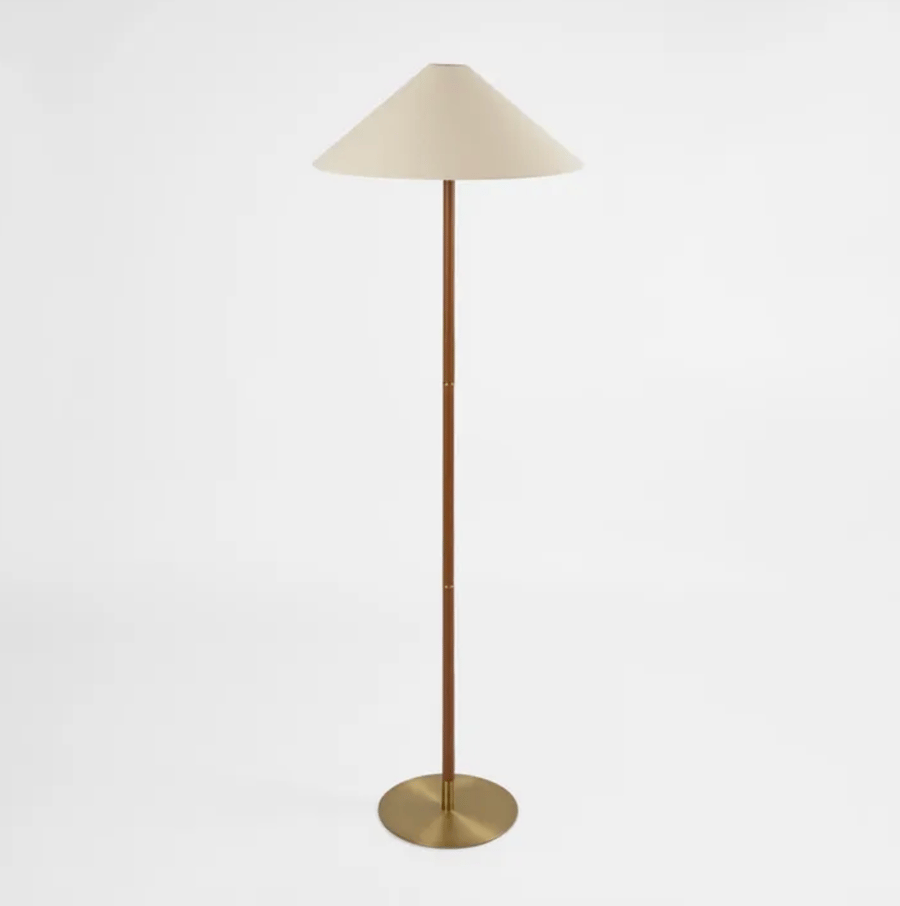 Image of Leather & Brass Floor Lamp