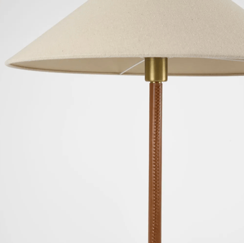 Image of Leather & Brass Floor Lamp