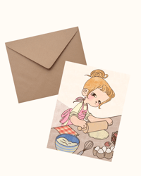 Image 1 of Baking Girl Postcard Print