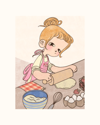 Image 2 of Baking Girl Postcard Print