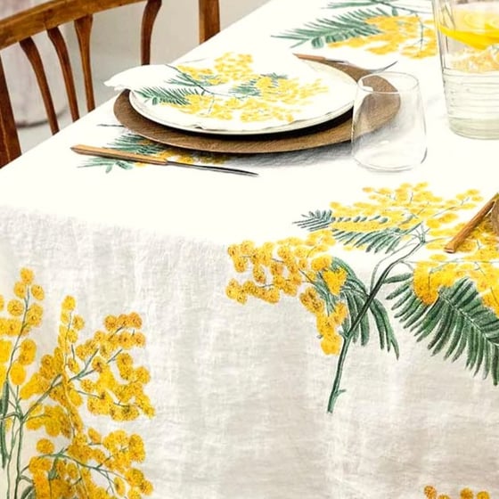 Image of Nappe MIMOSAS en Lin Lavé 3 dimensions Sur Commande 