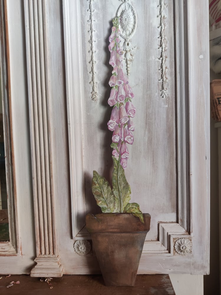 Image of Hand Painted Foxglove in Victorian style pot