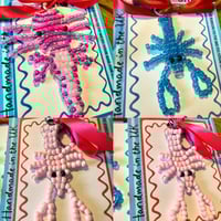 Image 3 of Handmade Glass Seed Bead Bag Charms - Lobster or fish