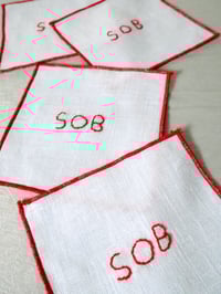 Image 1 of SOB Hand Embroidered Cocktail Napkins