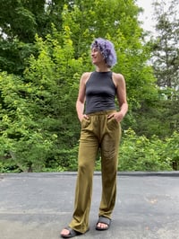Image of Fern Pants, Green Cotton Lounge Pants