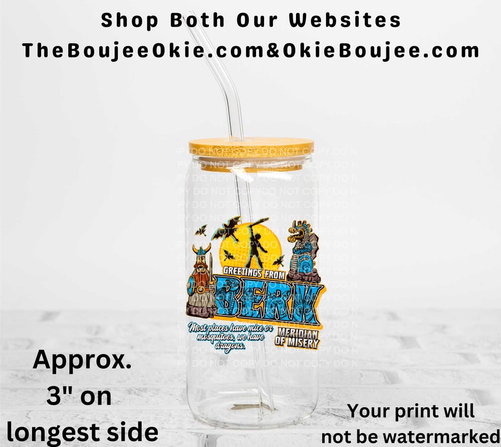 Image of Toothless & Greetings From Berk Train Your Dragon Uv Dtf Decal Set of 2 Double Sided     T2