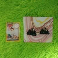 Image 3 of Fabric art cosmic eyeball ghost earrings