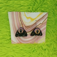 Image 1 of Fabric art cosmic eyeball ghost earrings