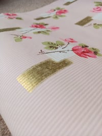 Image 5 of 1960s Vintage Mitre Wallpaper Rolls - Pink Roses Retro MCM Floral Geometric Romantic - (Set of 2)