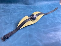Image 8 of Leather Single Strap Panel Gag - Metallic color versions  