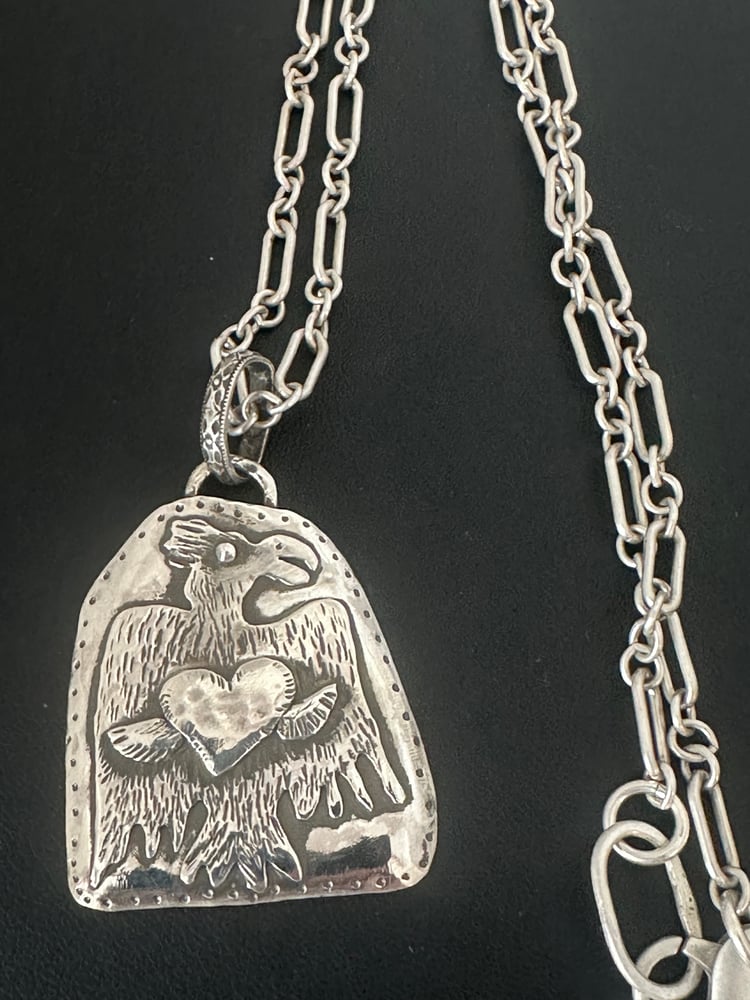 Image of Sterling Silver Flying Heart Thunderbird Necklace
