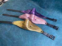 Image 1 of Leather Single Strap Panel Gag - Metallic color versions  