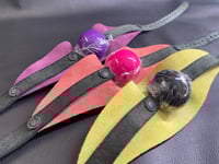 Image 2 of Leather Single Strap Panel Gag - Metallic color versions  