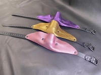 Image 3 of Leather Single Strap Panel Gag - Metallic color versions  