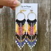 Image 3 of Southwestern Style Beaded Earrings | Beaded Boho Fringe Earrings