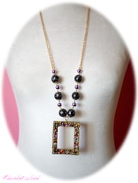 Image 1 of [NEW] Embellished See Through Necklace (Blk + Purple)