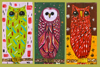 Kevin Seconds - Tiny Haiku Owls / 3-Piece Micro Art Set Series, Vol. 1 / #16 of 30 