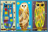 Kevin Seconds - Tiny Haiku Owls / 3-Piece Micro Art Set Series, Vol. 1 / #17 of 30 