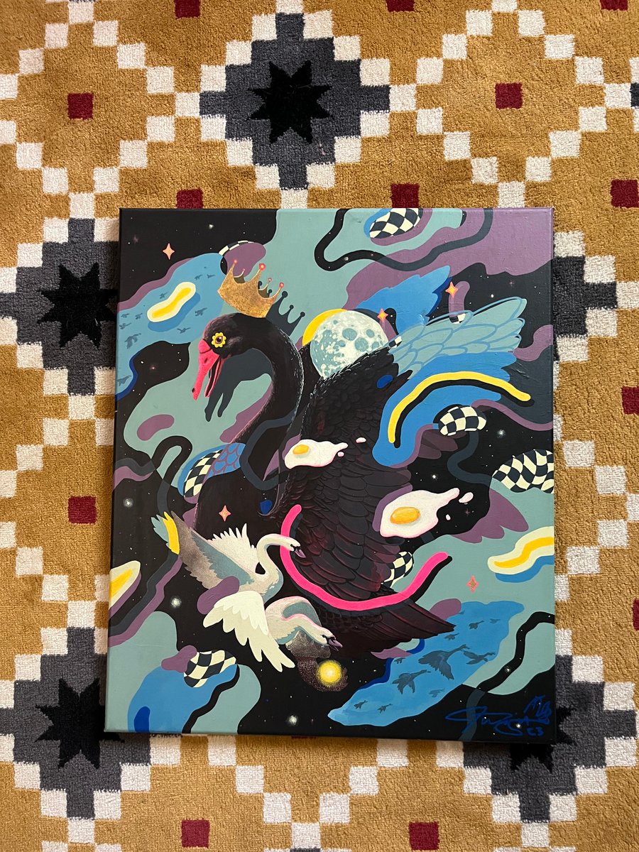 Image of "Black Swan/ Winds of Change" Original painting Scratch and Dent 50% off