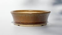 Image 2 of Round bonsai pot in a golden crystalline glaze. D.132mm