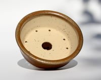 Image 5 of Round bonsai pot in a golden crystalline glaze. D.132mm