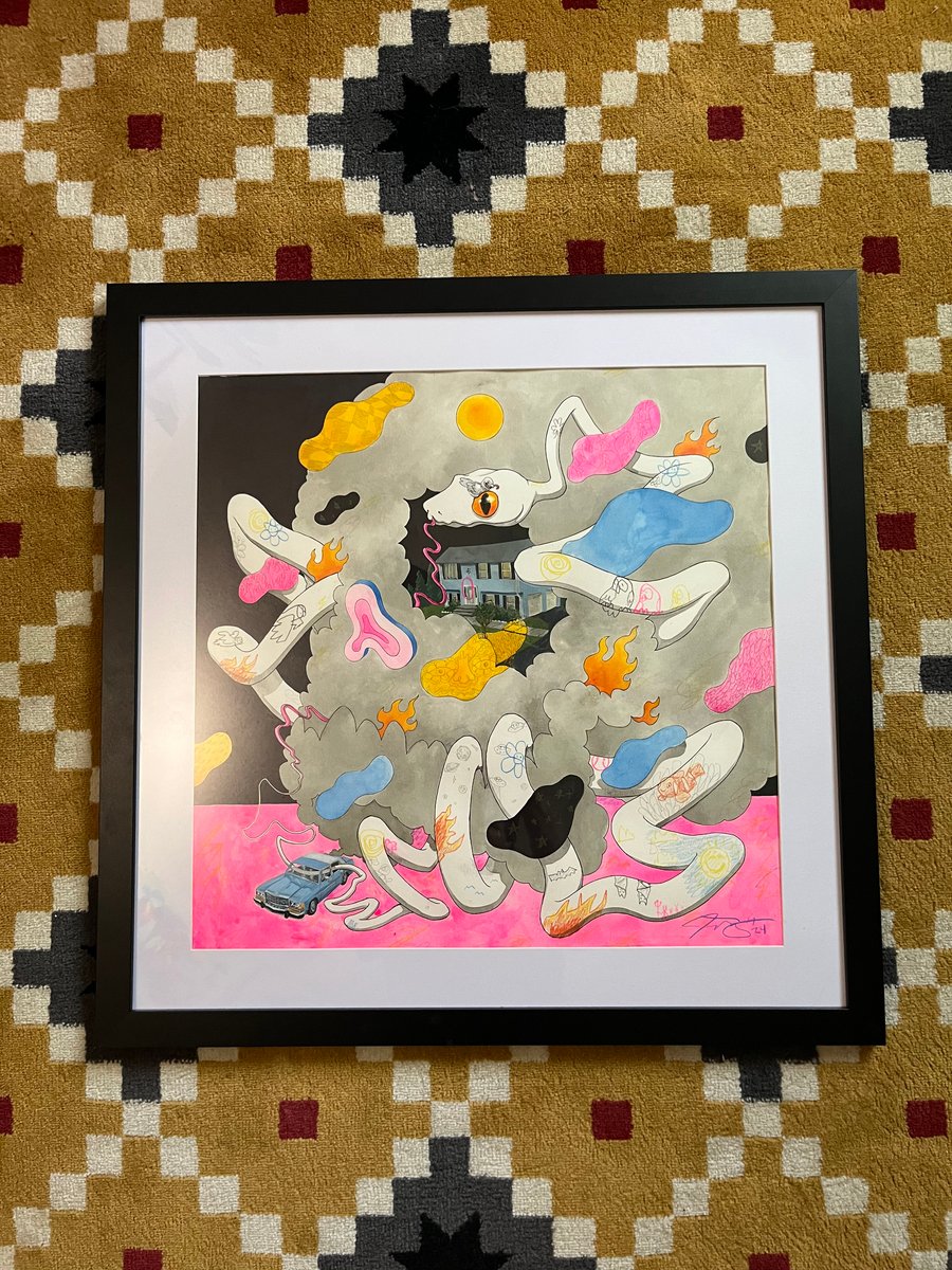 Image of "Fire in Memory lane" Original painting Framed