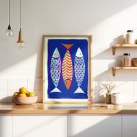 Image 3 of 3 Fish Coastal and Scandinavian Style Silkscreen Print