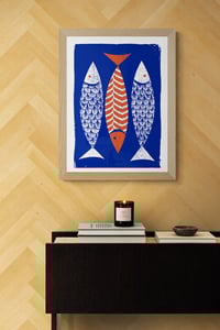 Image 4 of 3 Fish Coastal and Scandinavian Style Silkscreen Print