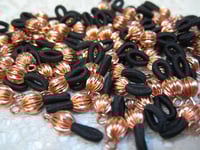 Image 3 of 12 Antique Copper Gunmetal or Copper Plated Eyeglass Chain Holders with Black Elastic Loops F368