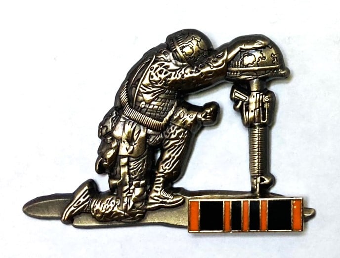 Image of Kneeling Soldier Agent Orange Tribute Pin