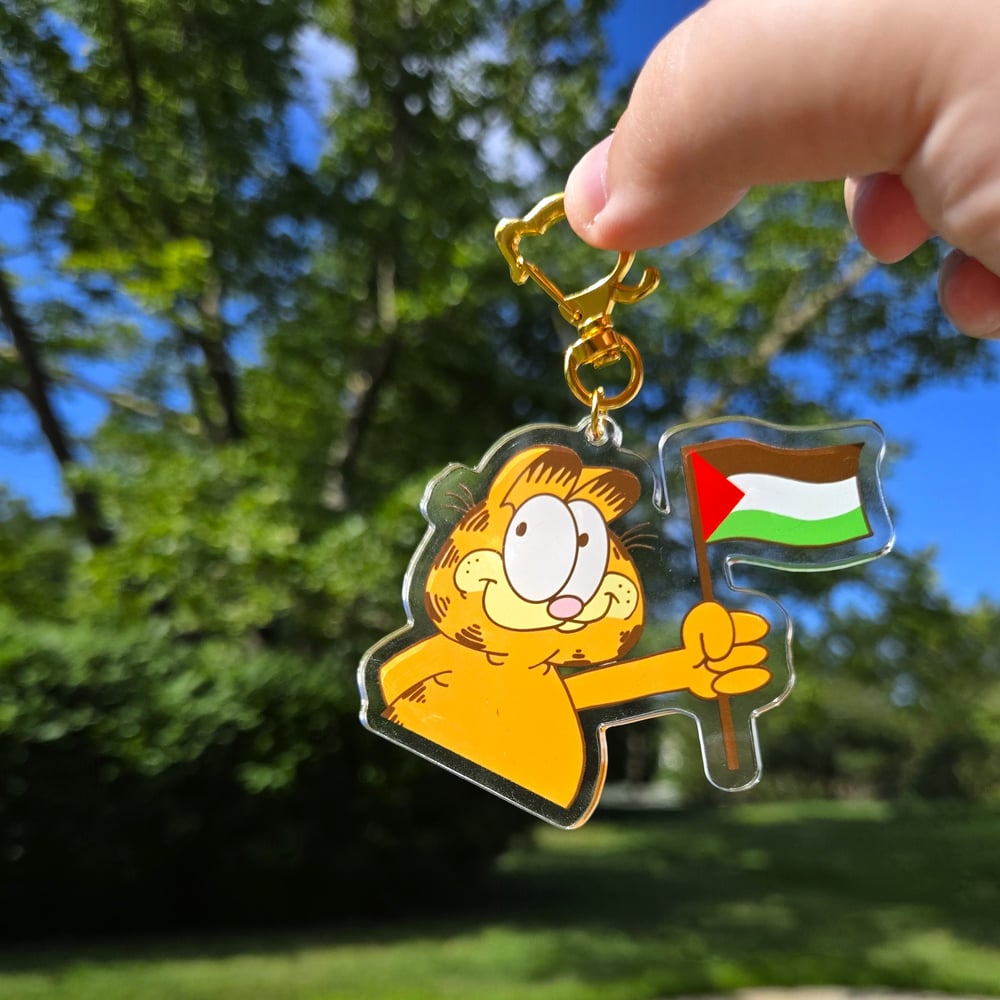 Image of Cartoon Cat Palestine Keychain
