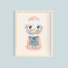 Gumball Machine Illustrated Art Print