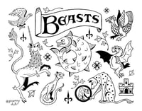 Image 1 of MEDIEVAL BEASTS TATTOO FLASH SHEET