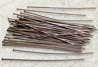 Image 2 of 2 inch Plated Brass Head Pins 2 inches Headpins 22 gauge 50 pcs Choose Your Color