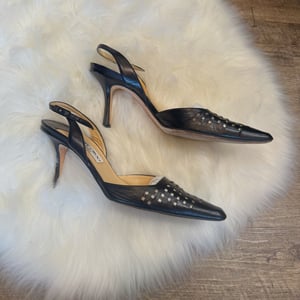 Image of Jimmy Choo Slingback Basket Weave Heels - Size 8/8.5