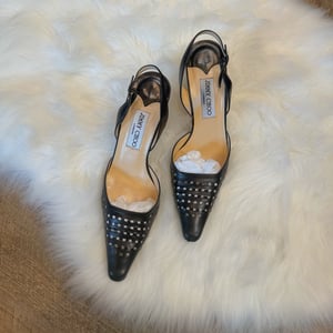 Image of Jimmy Choo Slingback Basket Weave Heels - Size 8/8.5