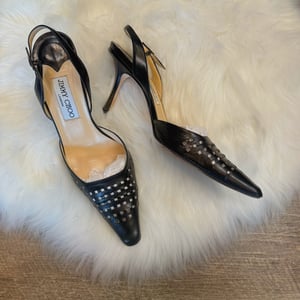 Image of Jimmy Choo Slingback Basket Weave Heels - Size 8/8.5