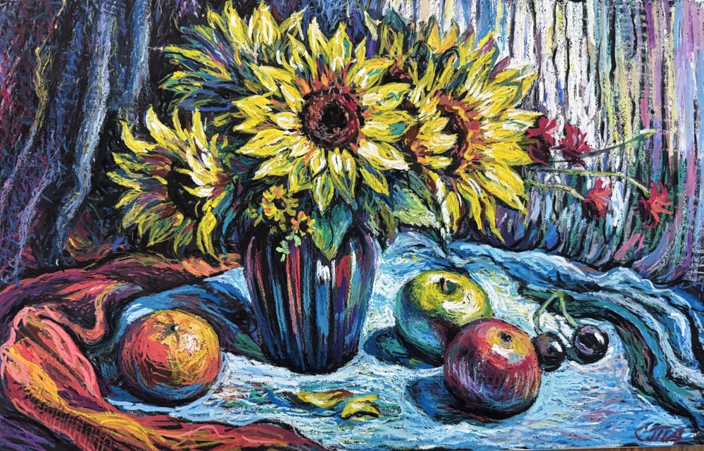 Image of Tatiana Suvorova - Still life with sunflowers and fruits