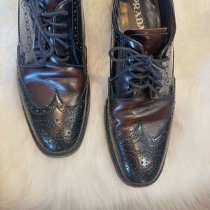 Image of Authentic Prada Oxford Heeled Loafers - Size 8.5/9