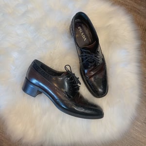 Image of Authentic Prada Oxford Heeled Loafers - Size 8.5/9