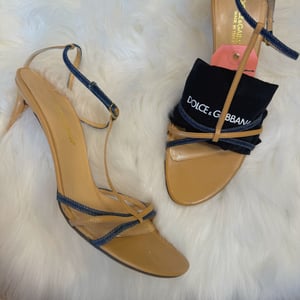 Image of RARE Authentic Dolce & Gabbana Vintage Denim & Leather Kitten Heels - Size 8/8.5