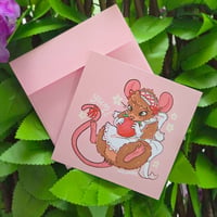 Image 1 of Sweet Strawberry Mouse Greeting Card with Envelope Set