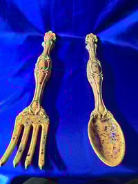 Image 6 of Vintage Handmade Ceramic Spoon and Fork Wall Art Plaque