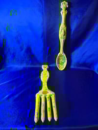 Image 3 of Vintage Handmade Ceramic Spoon and Fork Wall Art Plaque