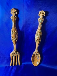 Image 7 of Vintage Handmade Ceramic Spoon and Fork Wall Art Plaque