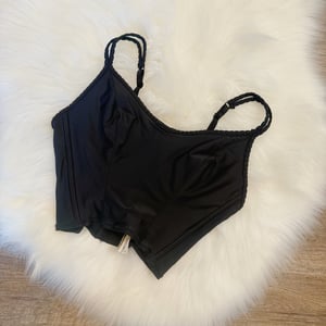 Image of Size 34A/32B - Vintage Oscar de la Renta Designer Simple Black Satin Bustier