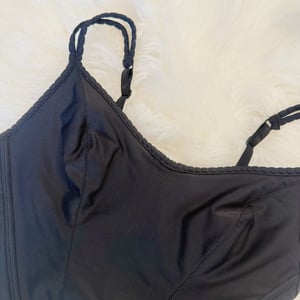 Image of Size 34A/32B - Vintage Oscar de la Renta Designer Simple Black Satin Bustier