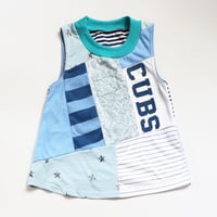 Image 1 of chicago patchwork mini pocket size 8/10 mix tee top shirt youth tshirt tank top sleeveless cubs blue